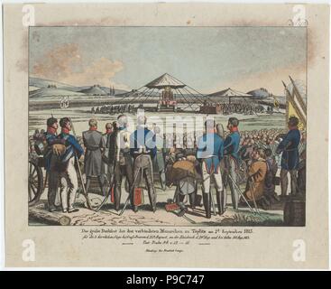 Das grosse Fest der drei alliierten Monarchen zu Teplitz (Teplice) am 2. September 1813. Museum: private Sammlung. Stockfoto