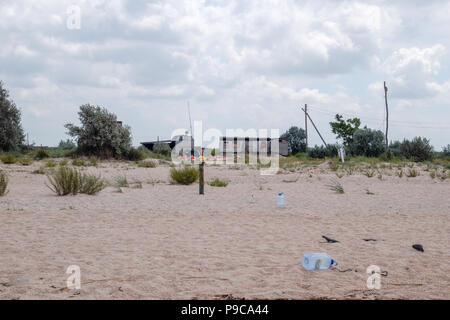 Die Basis der aufblasbare Boote am Ufer des Asowschen Meer Stockfoto