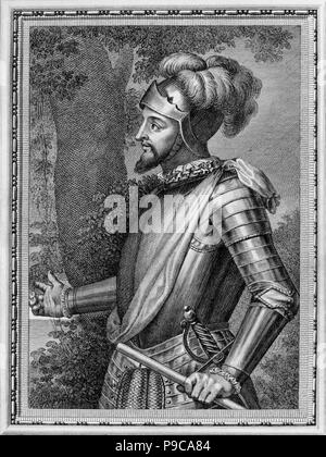 Vasco Núñez de Balboa (1475-1519) von Retratos de los Espan&#771 Oles ilustres. Museum: private Sammlung. Stockfoto