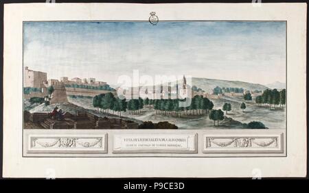 Blick auf die Alhambra in Granada. Museum: Real Academia de Bellas Artes de San Fernando, Madrid. Stockfoto