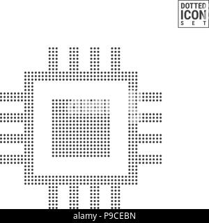 Microchip Dot Pattern Symbol. Microchip gepunktete Symbol isoliert auf weißem Hintergrund. Vektor Icon von Microchip Stock Vektor