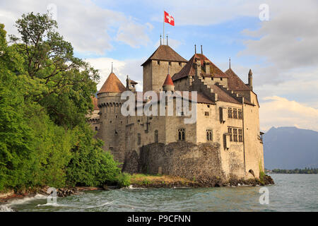 Schloss Chillon am Genfer See, Schweiz Stockfoto