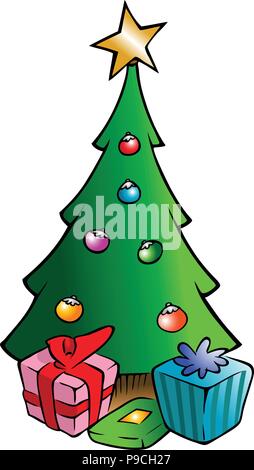 Cartoon Vector Illustration eines Weihnachtsbaum Stock Vektor