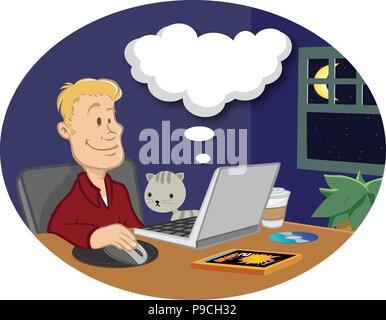Cartoon Vector Illustration des Cloud Computing Stock Vektor