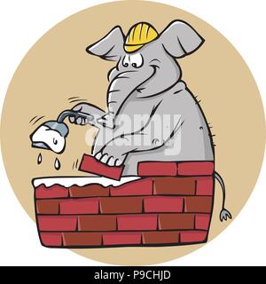 Cartoon vector Abbildung eines Elefanten Maurer Stock Vektor