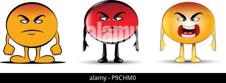 Cartoon Vector Illustration eines zornigen emoji Sammlung Stock Vektor