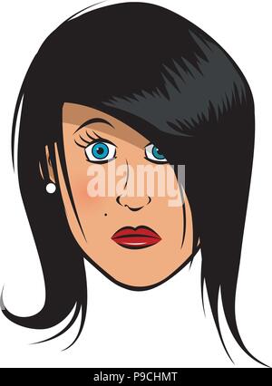 Cartoon Vector Illustration eines weiblichen Gesichts Stock Vektor