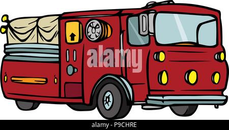 Cartoon Vector Illustration eines roten Feuerwehrauto Stock Vektor