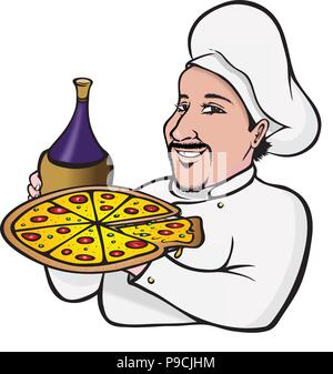 Cartoon Vector Illustration eines italienischen Küchenchef Stock Vektor