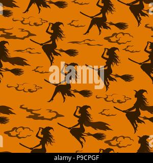 Halloween Hexe, nahtlose Muster Stock Vektor