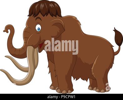 Cartoon Mammut isoliert auf weißem Hintergrund Stock Vektor
