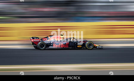 Bilder von der Formel 1 Britischen Grand Prix in Silverstone am 8. Juli 2018. Vettel gewann Räikkönen, Hamilton, 2. und 3. Stockfoto