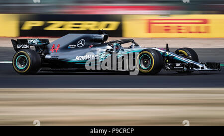 Bilder von der Formel 1 Britischen Grand Prix in Silverstone am 8. Juli 2018. Vettel gewann Räikkönen, Hamilton, 2. und 3. Stockfoto