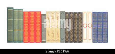 Wissenschaft und Bildung - sehr großes Bild horizontale Haufen Gruppe von bunte Bücher und weißen Hintergrund. Stockfoto