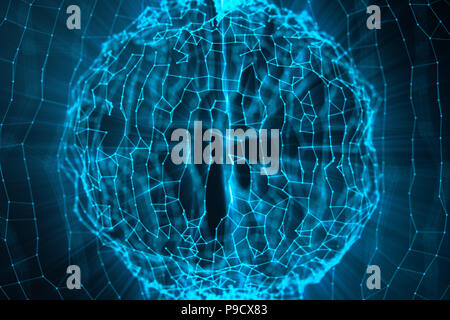 Zusammenfassung Hintergrund von Linien und Punkten, Low Poly mesh. Konzept cloud Internet Verbindungen technology Verbindungen. Das aktuelle Beispiel der künstlichen int Stockfoto