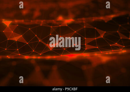Zusammenfassung Hintergrund von Linien und Punkten, Low Poly mesh. Konzept cloud Internet Verbindungen technology Verbindungen. Das aktuelle Beispiel der künstlichen Intelligenz Konzepte der Zukunft, 3D-Darstellung Stockfoto