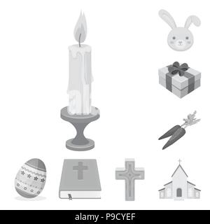 Ostern ist ein christlicher Feiertag monochrome Icons im Set Sammlung für Design. Ostern attribute Vektor Symbol lieferbar Abbildung. Stock Vektor