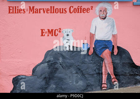 Ellies wunderbare Kaffee bemalte Wand unterzeichnen, sheringham, North Norfolk, England Stockfoto