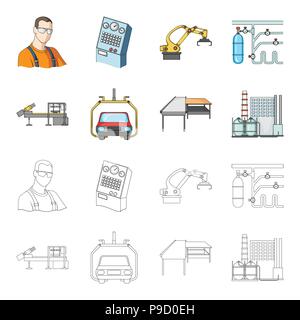 Automobilindustrie und andere Symbol im Cartoon, umriss Stil. Neue Technologien Symbole in der Sammlung. Stock Vektor