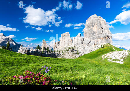 Cinque Torri, Dolomiti Alpen, Italien. Die fünf Säulen in den Dolomiten, Südtirol, Südtirol Stockfoto