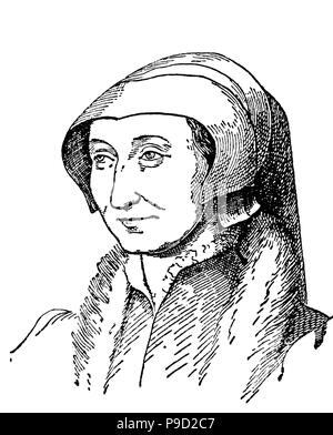 Marguerite de Navarre, Marguerite d'Angoulême, 11. April 1492 â € "21. Dezember 1549, die auch als Marguerite von AngoulÃªme und Margarete von Navarra bekannt, wurde die Prinzessin von Frankreich, Königin von Navarra, und die Herzogin von AlenÃ § auf und Berry, digital verbesserte Reproduktion einer Vorlage drucken aus dem Jahr 1900 Stockfoto