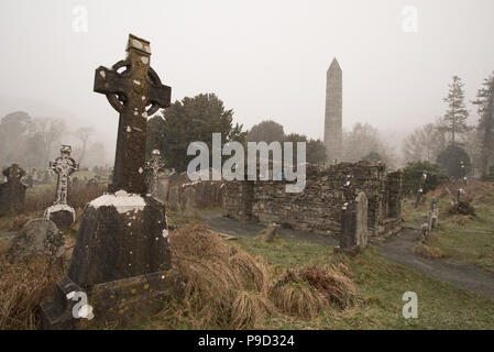 Glendalough Friedhof Irland Stockfoto