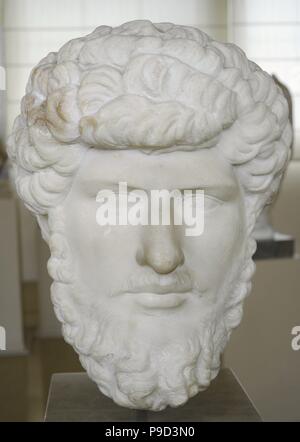 Lucius Verus (130-169). Römischer Kaiser. Nerva antoninischen Dynastie. Büste. 2. Jahrhundert. Von Kolonie Forum, Tarragona. Nationales Archäologisches Museum. Tarragona. Spanien. Stockfoto