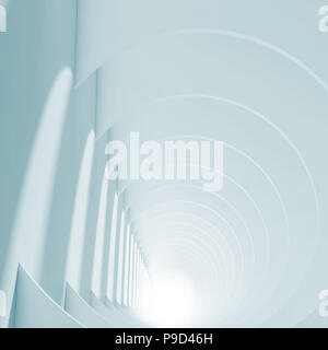 Abstrakt Blau Tunnel mit glühenden Ende und Schatten Muster, moderne minimalen Hintergrund. 3D-Render Abbildung Stockfoto