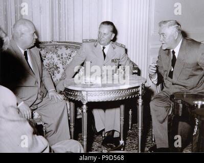 Josip Broz Tito, Nikita Chruschtschow und Nikolai Bulganin. Museum: Museum der jugoslawischen Geschichte, Belgrad. Stockfoto