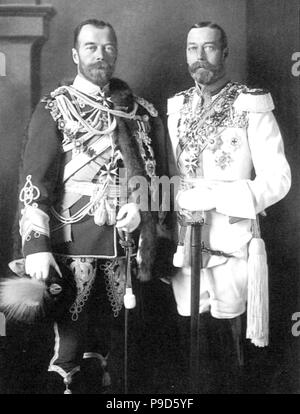 Zar Nikolaus II. von Russland und George V des Vereinigten Königreichs in Berlin. Museum: Staatliches Historisches Museum, Moskau. Stockfoto