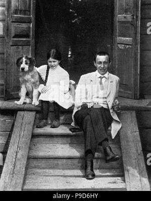 Komponisten Sergej Rachmaninow (1873-1943) mit Tochter Irina in Ivanovka. Museum: private Sammlung. Stockfoto