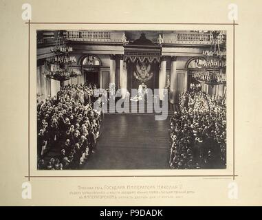 Rede vom Thron des Kaisers Nikolaus II. am 27. April 1906. Museum: Staatliche Eremitage, St. Petersburg. Stockfoto