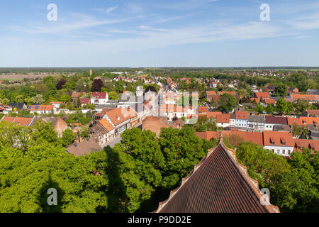 Landschaft Blick vom Kirchturm in Burg/Deutschland. Stockfoto