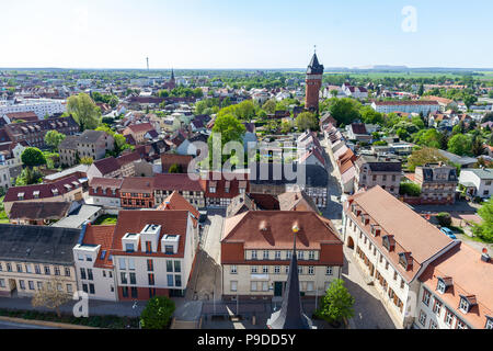 Landschaft Blick vom Kirchturm in Burg/Deutschland. Stockfoto
