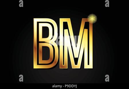 Gold Buchstaben bm b m logo Kombination design geeignet für ein Unternehmen oder ein Geschäft Stock Vektor