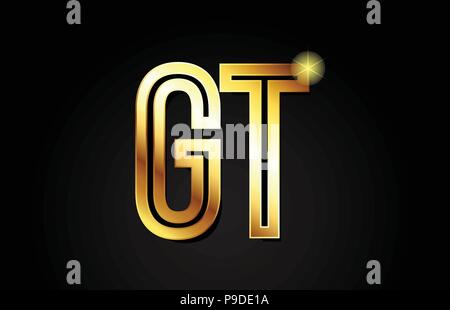 Gold Buchstaben gt g t-logo Kombination design geeignet für ein Unternehmen oder ein Geschäft Stock Vektor