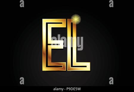 Gold Buchstaben el e l logo Kombination design geeignet für ein Unternehmen oder ein Geschäft Stock Vektor