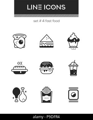 Fast food - Line Design style Icons Stock Vektor