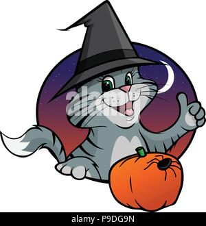 Cartoon Vector Illustration eines Kätzchen halloween Stock Vektor