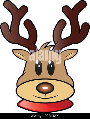 Cartoon vector Abbildung: Rudolph mit der roten Nase Rentier Stock Vektor