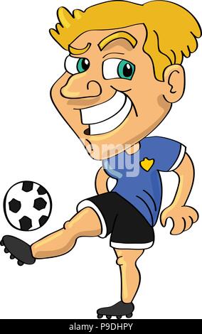 Cartoon Vector Illustration eines Fußball-Fußball-Spieler Stock Vektor