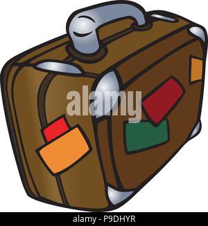 Cartoon Vector Illustration eines Koffer braun Stock Vektor