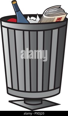 Cartoon Vector Illustration eines Papierkorb Stock Vektor