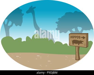 Cartoon Vector Illustration eines Zoo Hintergrund Stock Vektor