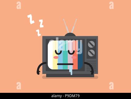 Schlafbereich fernsehen Charakter. Vector Illustration Stock Vektor