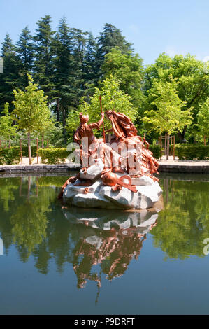 Skulptur und Brunnen. Gärten, La Granja de San Ildefonso, Segovia Provinz Castilla Leon, Spanien. Stockfoto