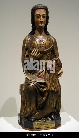 Saint. Ca.1300/Gruppe von Saint-Bertrand-de-Comminges, Frankreich. Gotischen Stil. Polychrome Birkenholz mit Blattgold. Herkunft unbekannt. Nationalen Kunstmuseum von Katalonien. Barcelona. Katalonien. Spanien. Stockfoto