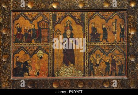 Meister der Soriguerola. Altar Frontal von Saint Christopher, 14. Jahrhundert. Gothic. Von der Pfarrkirche von Sant Cristófol de Toses, Catalonia. Nationalen Kunstmuseum von Katalonien. Barcelona. Katalonien. Spanien. Stockfoto