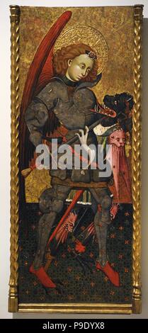 Blasco de Granen (dokumentiert zwischen 1422-1459). Spanischer Maler. St. Michael der Erzengel, ca. 1435-1445. Bestandteil eines unbekannten Altarbild. Herkunft unbekannt. Nationalen Kunstmuseum von Katalonien. Barcelona. Katalonien. Spanien. Stockfoto