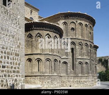 Iglesia de Santiago del Arrabal. Eine Construida mediados Del Siglo XIII, en Estilo mudéjar. Las mejores de los ábsides. Toledo. Kastilien-la Mancha. España. Stockfoto